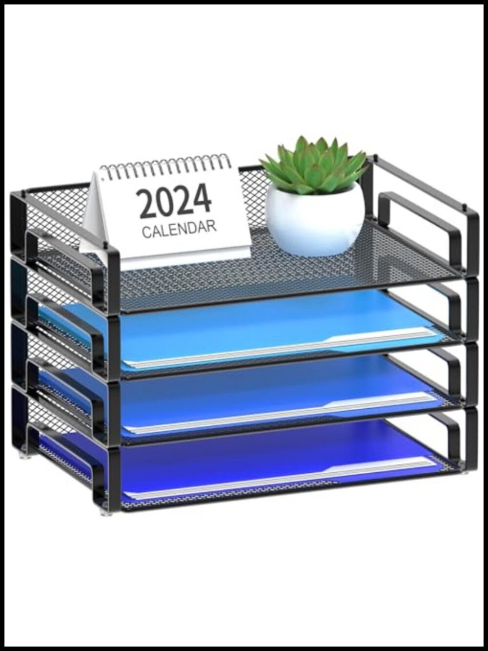 4 Pack Stackable Mesh Letter Tray Desk File Organizer Paper Sorter